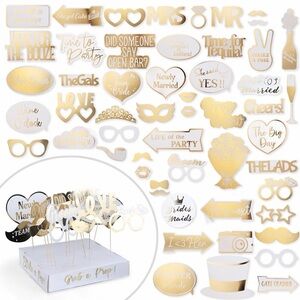 Gold and White Wedding Photo Booth Props